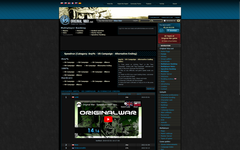 Original War – Podstawy Speedrunningu